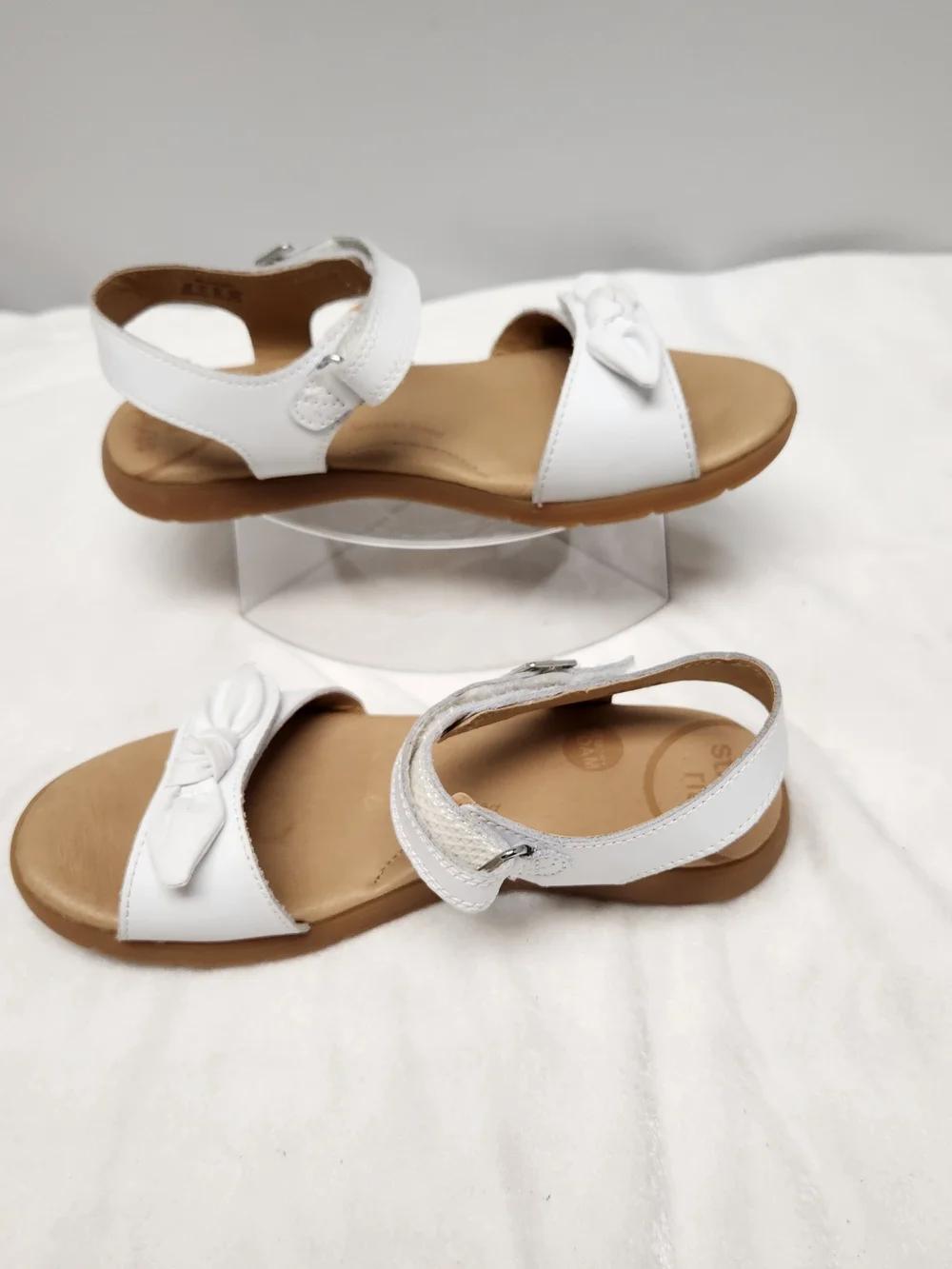 Stride Rite White Leather Knot Strap Sandals